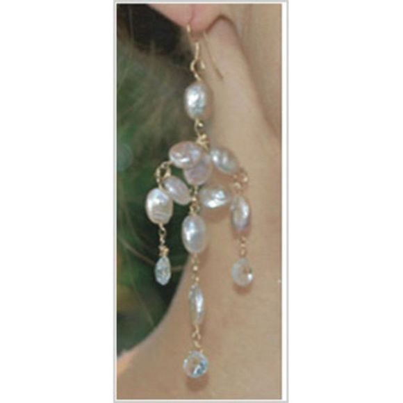 Jewelry by Nola Singer Gold & Pearl Chandelier Earrings - Picture 3 of 3